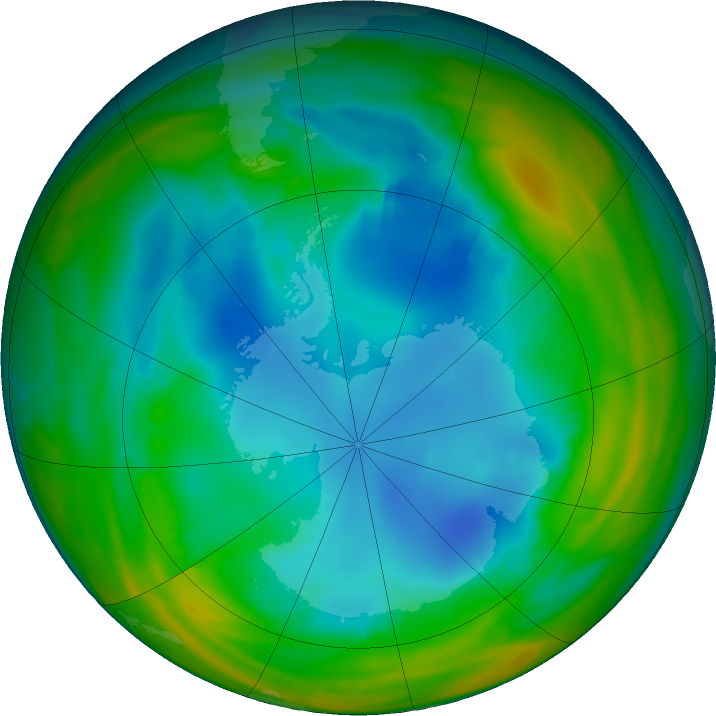 Antarctic ozone map for 27 July 2017